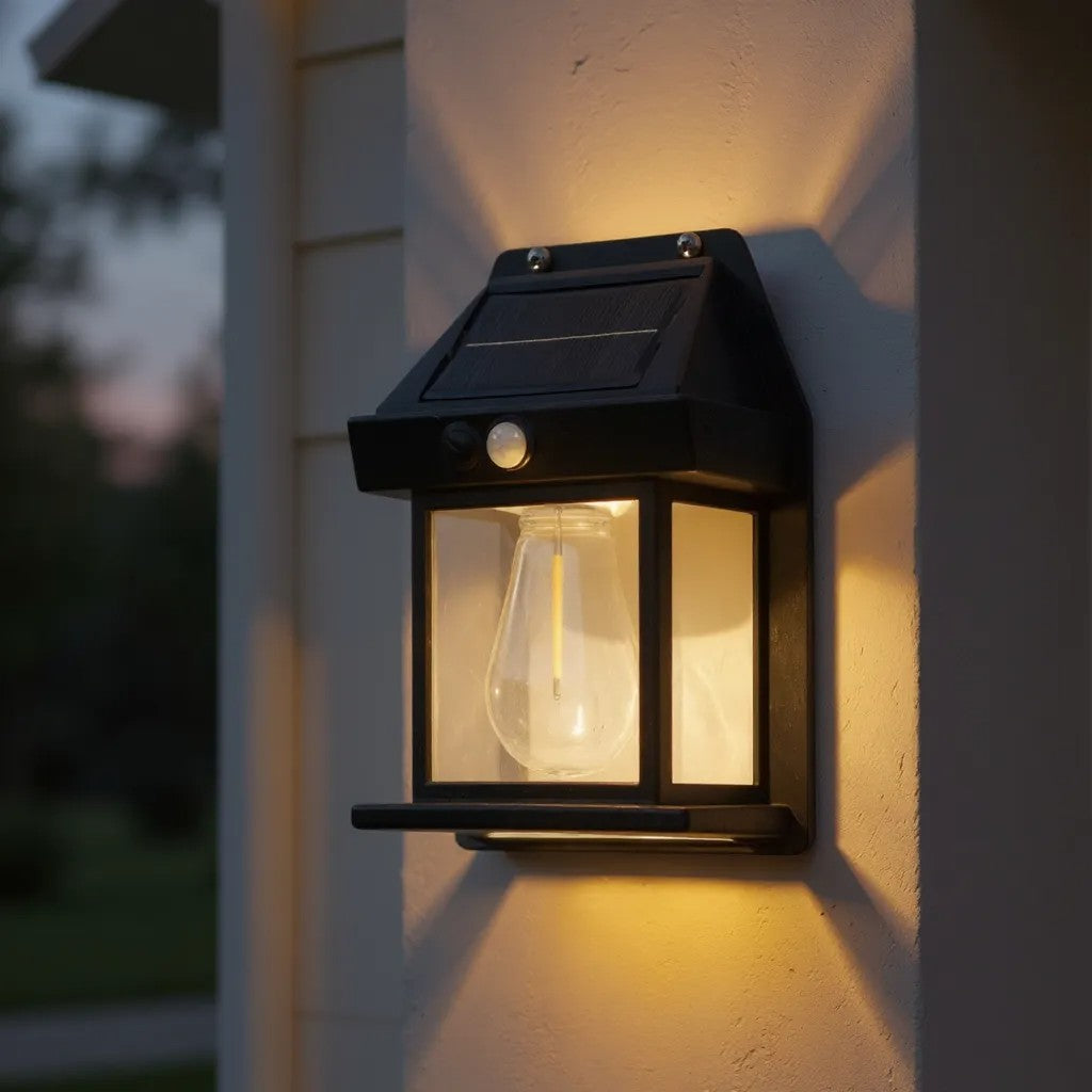Pack de 2 apliques solares exterior |Farola de luz LED blanco cálido
